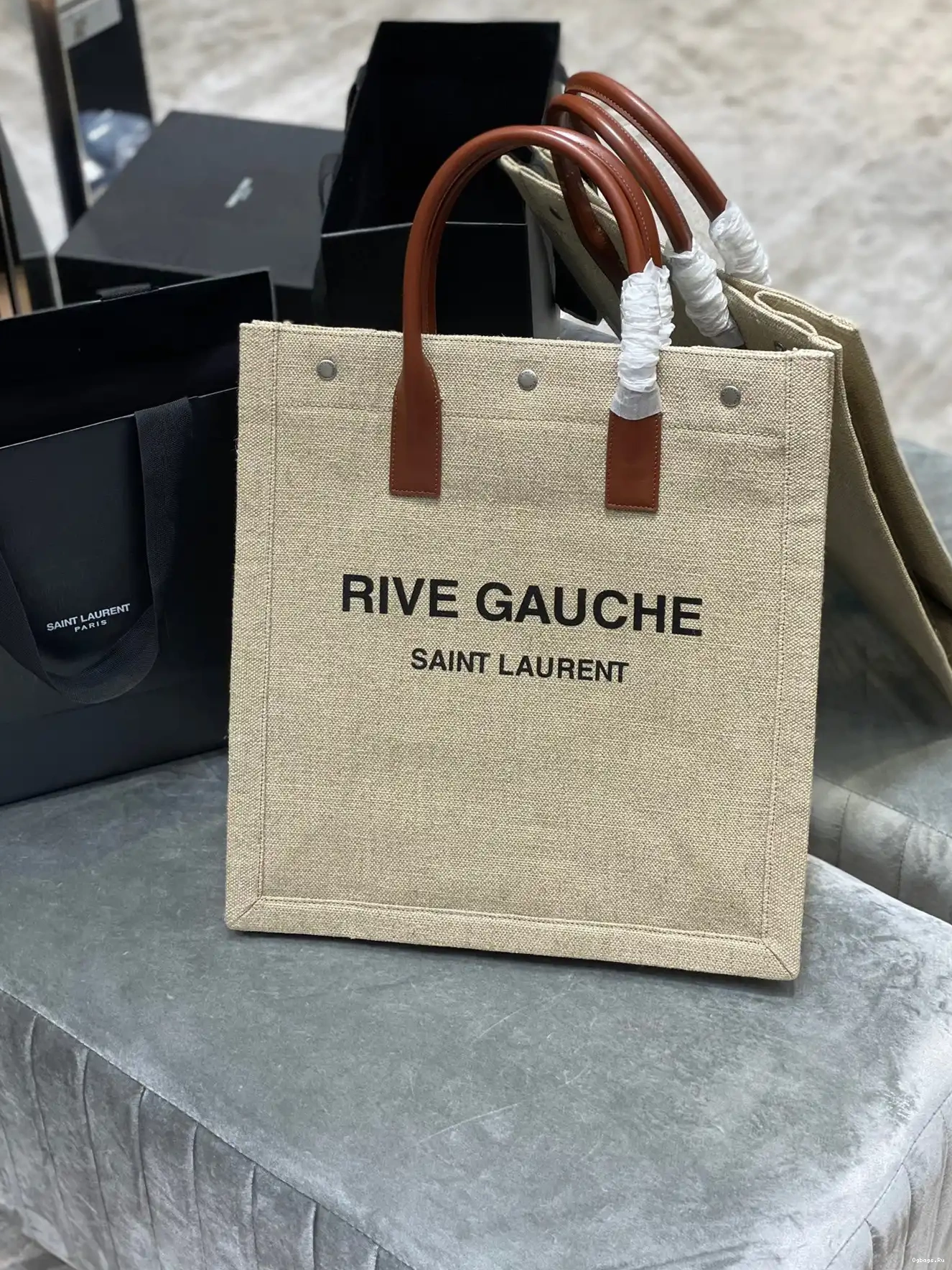 S RIVE SHOPPING GAUCHE IN AND LINEN YSL N BAG COTTON 0624